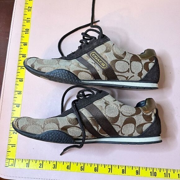 Coach Brown Tan Logo Gold Accents Katelyn 6M (No Soles) - Picture 8 of 11